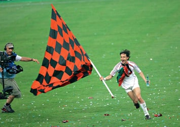 Миланец Филиппо
Индзаги радуется победе в Лиге чемпионов-2007